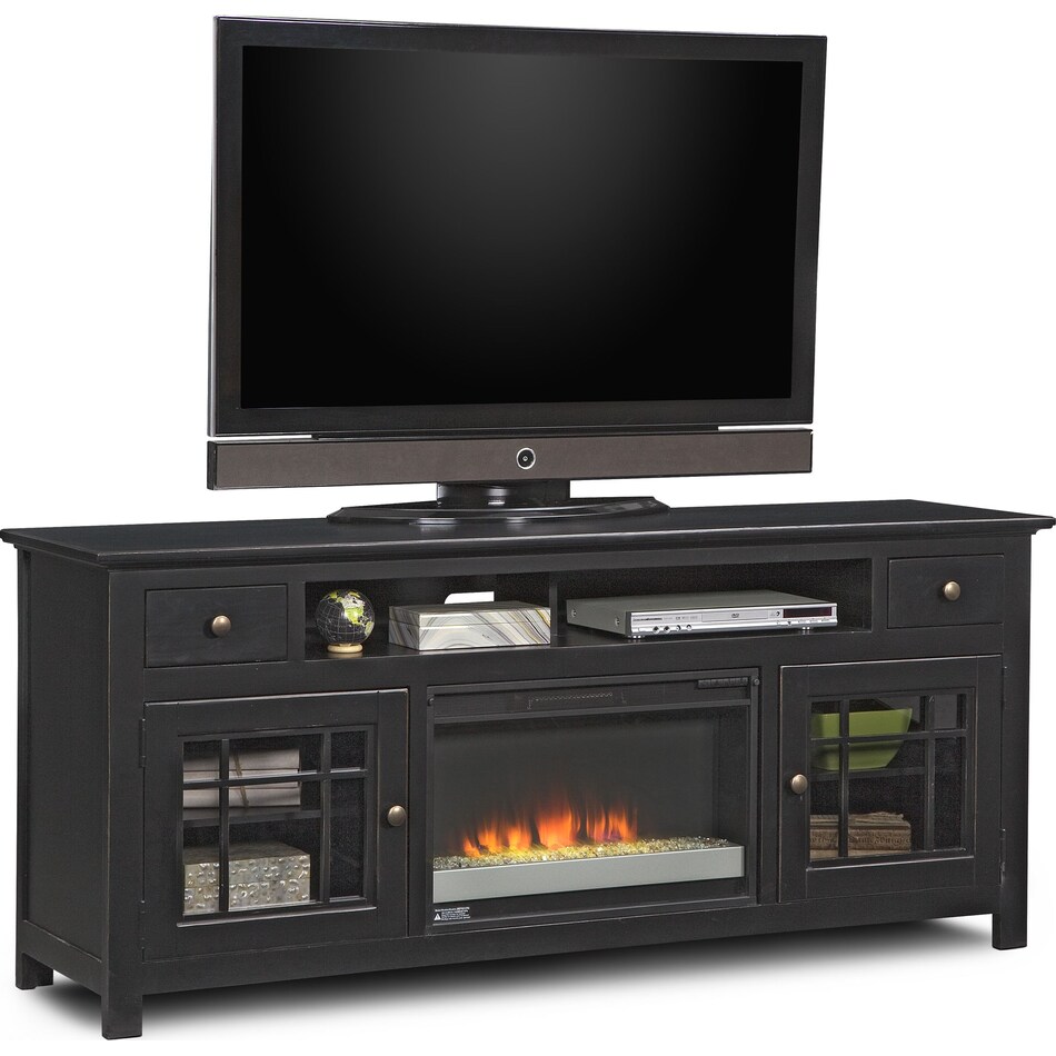 merrick black black fireplace tv stand   