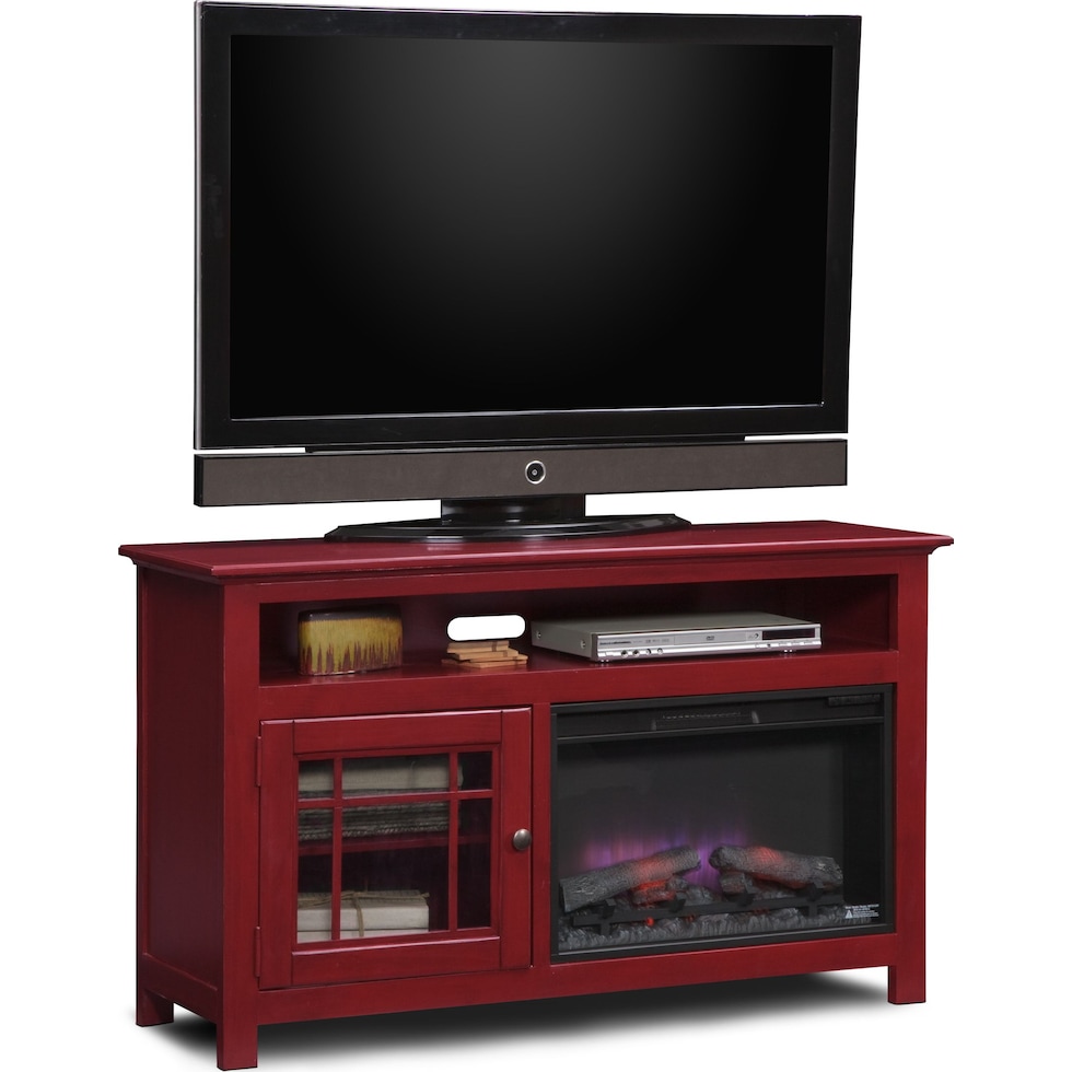 merrick red red fireplace tv stand   