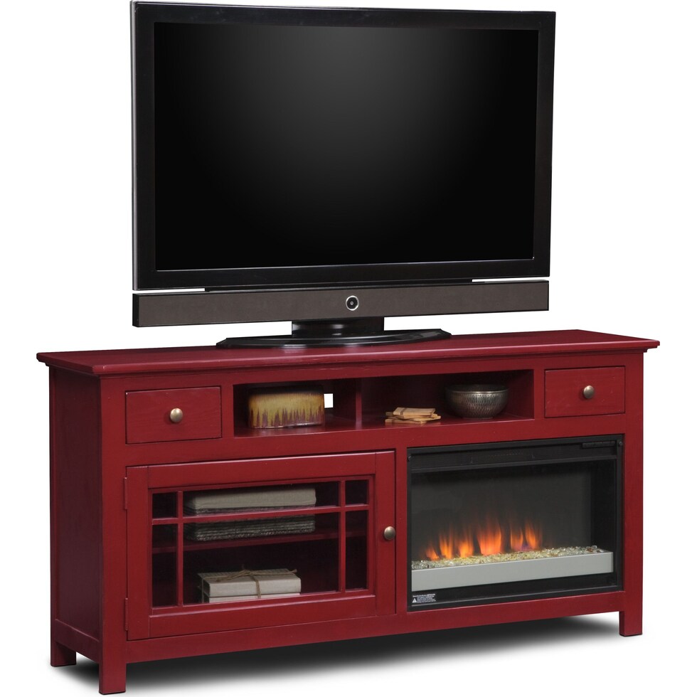 merrick red red fireplace tv stand   