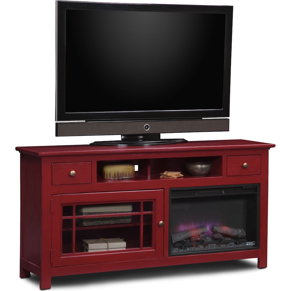 merrick red red fireplace tv stand   