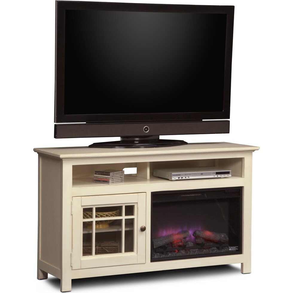 merrick white white fireplace tv stand   