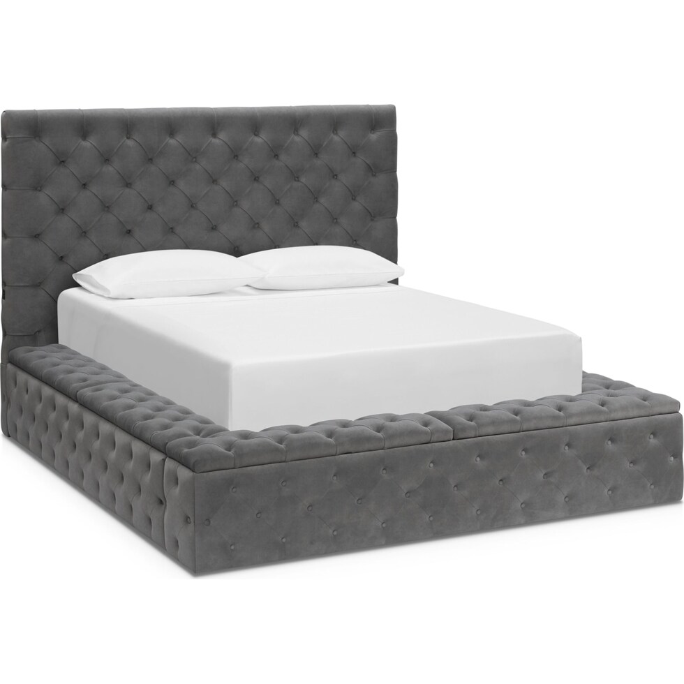 metropolis gray king storage bed   