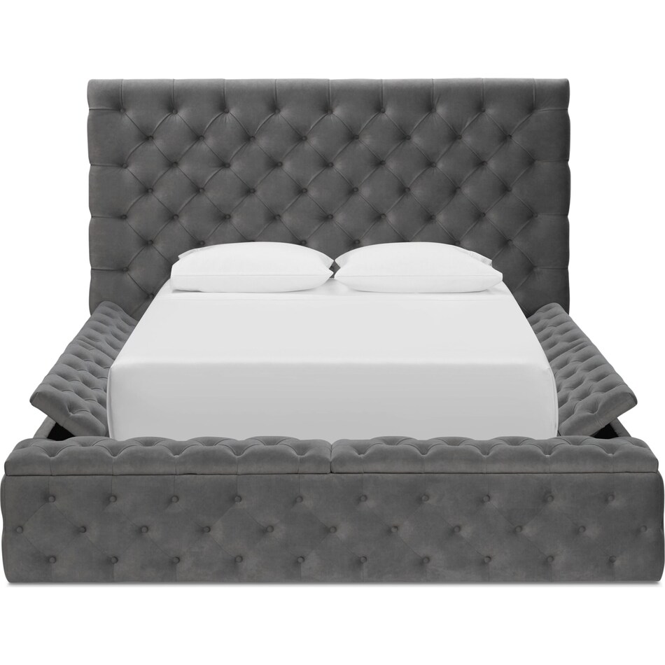 metropolis gray queen storage bed   