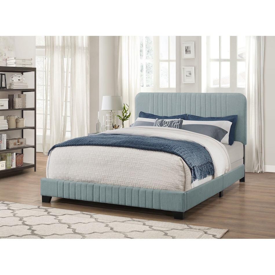 Mia Queen Upholstered Bed - Light Blue | Value City Furniture