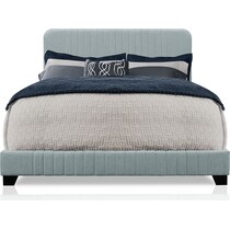 mia blue queen upholstered bed   