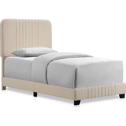 Mia Twin Upholstered Bed - Beige