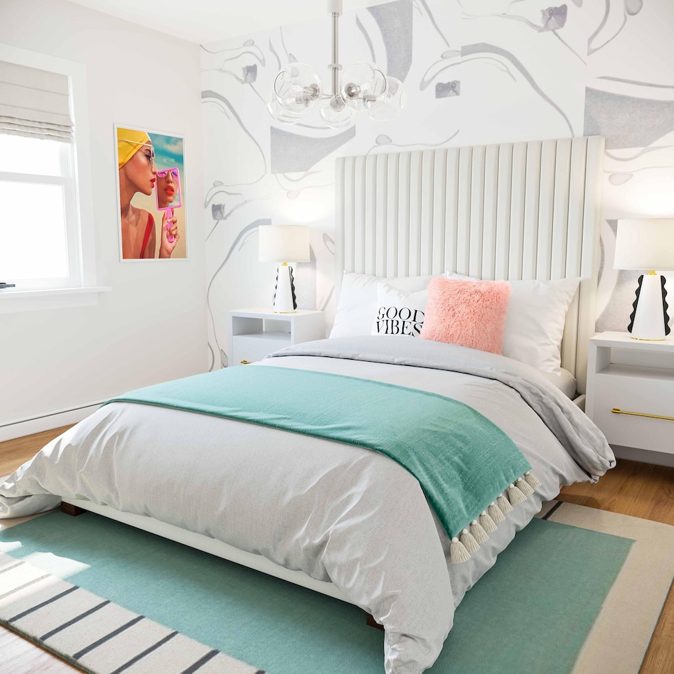 michel white king bed   