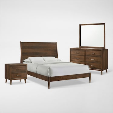 Midtown 6-Piece Panel Bedroom Set with Dresser, Mirror and Nightstand