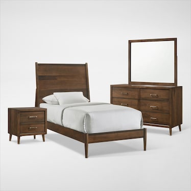 Midtown 6-Piece Panel Bedroom Set with Dresser, Mirror and Nightstand