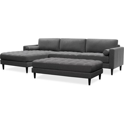 Midtowne 2-Piece Sectional with Left-Facing Chaise and Ottoman - Charcoal