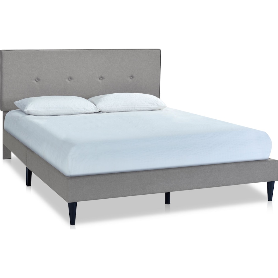 mikah gray king upholstered bed   