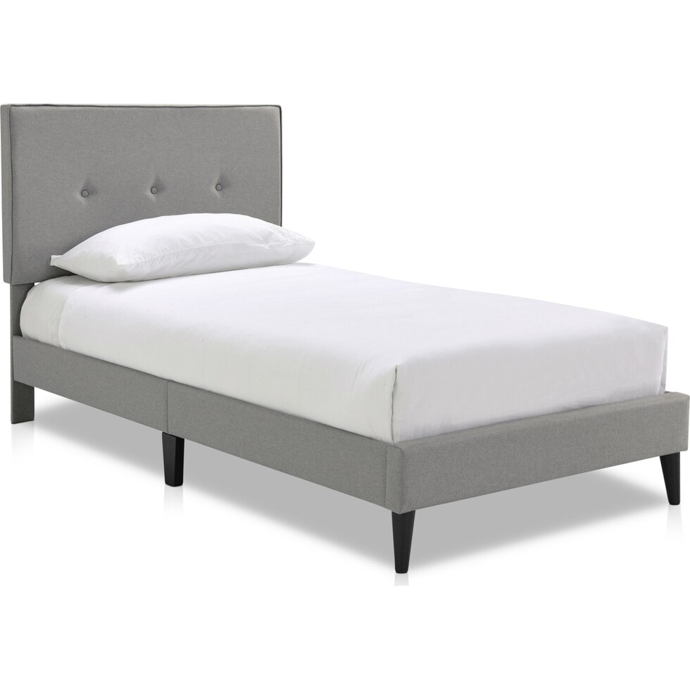 mikah gray twin upholstered bed   