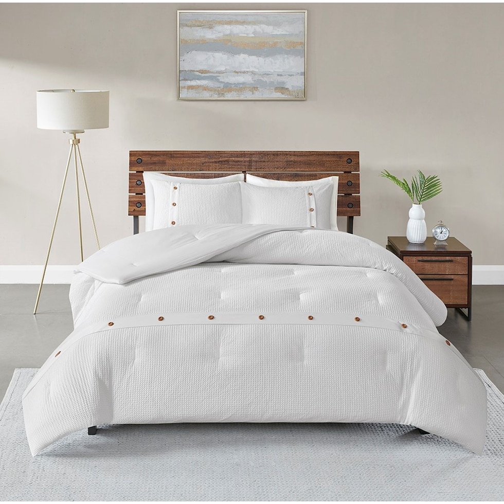 mikah white full queen bedding set   