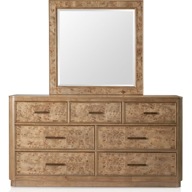 Milan Dresser and Mirror with USB Charging - Blonde