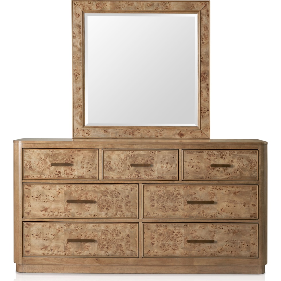 milan bedroom light brown dresser and mirror   