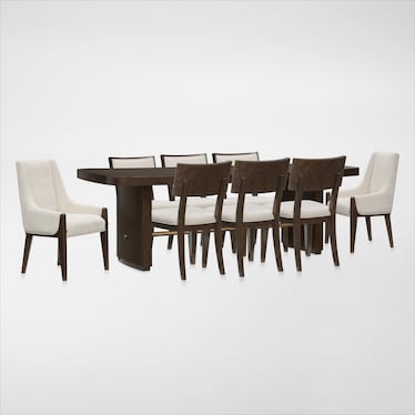 Milan Dining Table, 6 Side Chairs and 2 Host Chairs