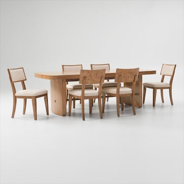 Milan Dining Table and 6 Side Chairs - Blonde