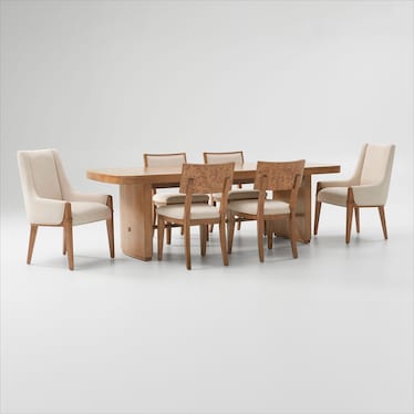 Milan Dining Table, 4 Side Chairs and 2 Host Chairs - Blonde