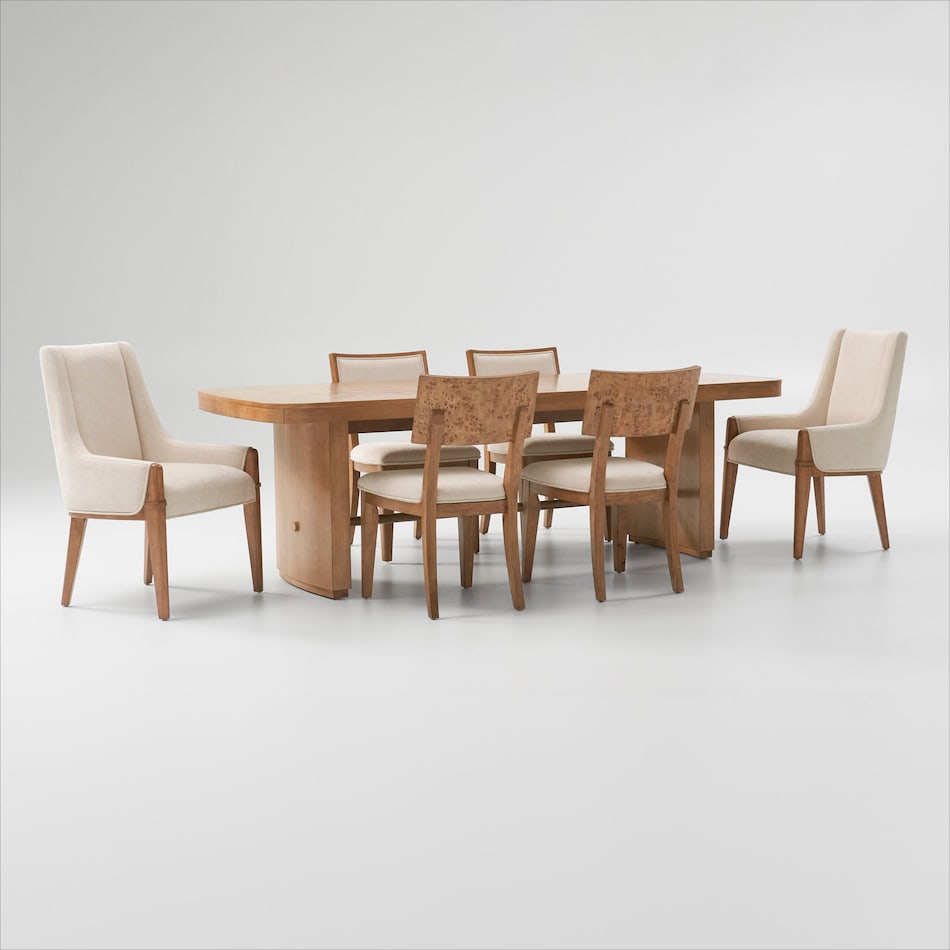 milan dining light brown  pc dining room   