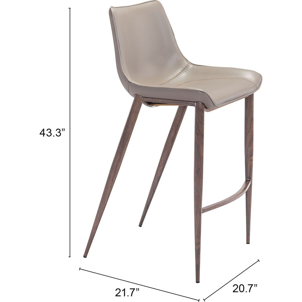 millie gray walnut bar stool   