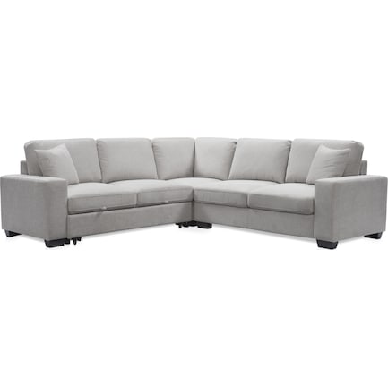 Milo 3-Piece Sleeper Sectional with Right-Facing Loveseat - Light Gray