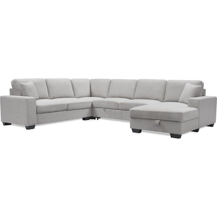 Milo 4-Piece Sleeper Sectional with Right-Facing Chaise - Light Gray