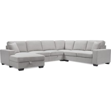 Milo 4-Piece Sleeper Sectional with Left-Facing Chaise - Light Gray