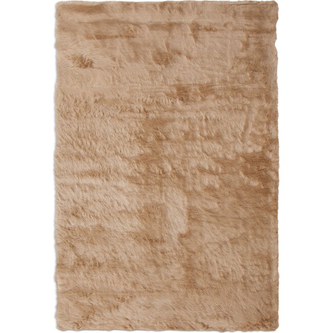 Rugs - Faux Mink Fur Area Rug - Tan