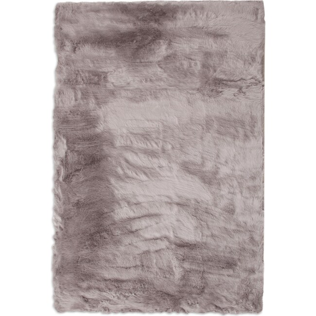 Rugs - Faux Mink Fur Area Rug - Silver