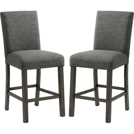 Mirabelle Set of 2 Counter-Height Stools - Charcoal