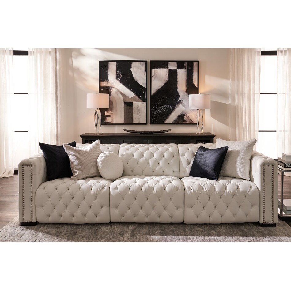 mitchell white power reclining sofa   