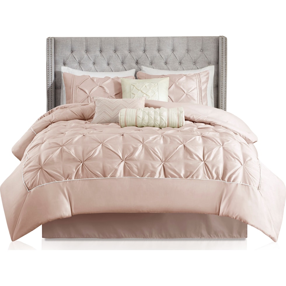 monet pink full queen bedding set   