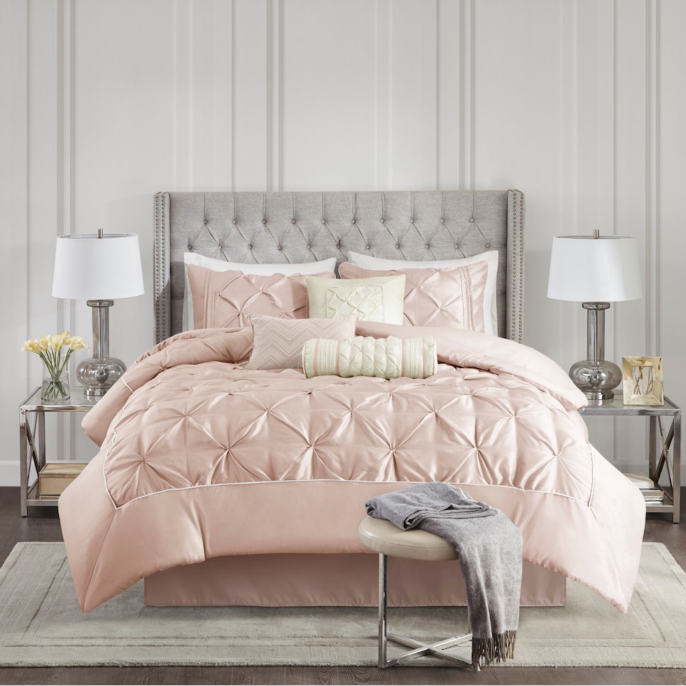 monet pink king bedding set   