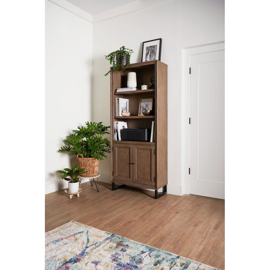 monroe light brown bookcase   