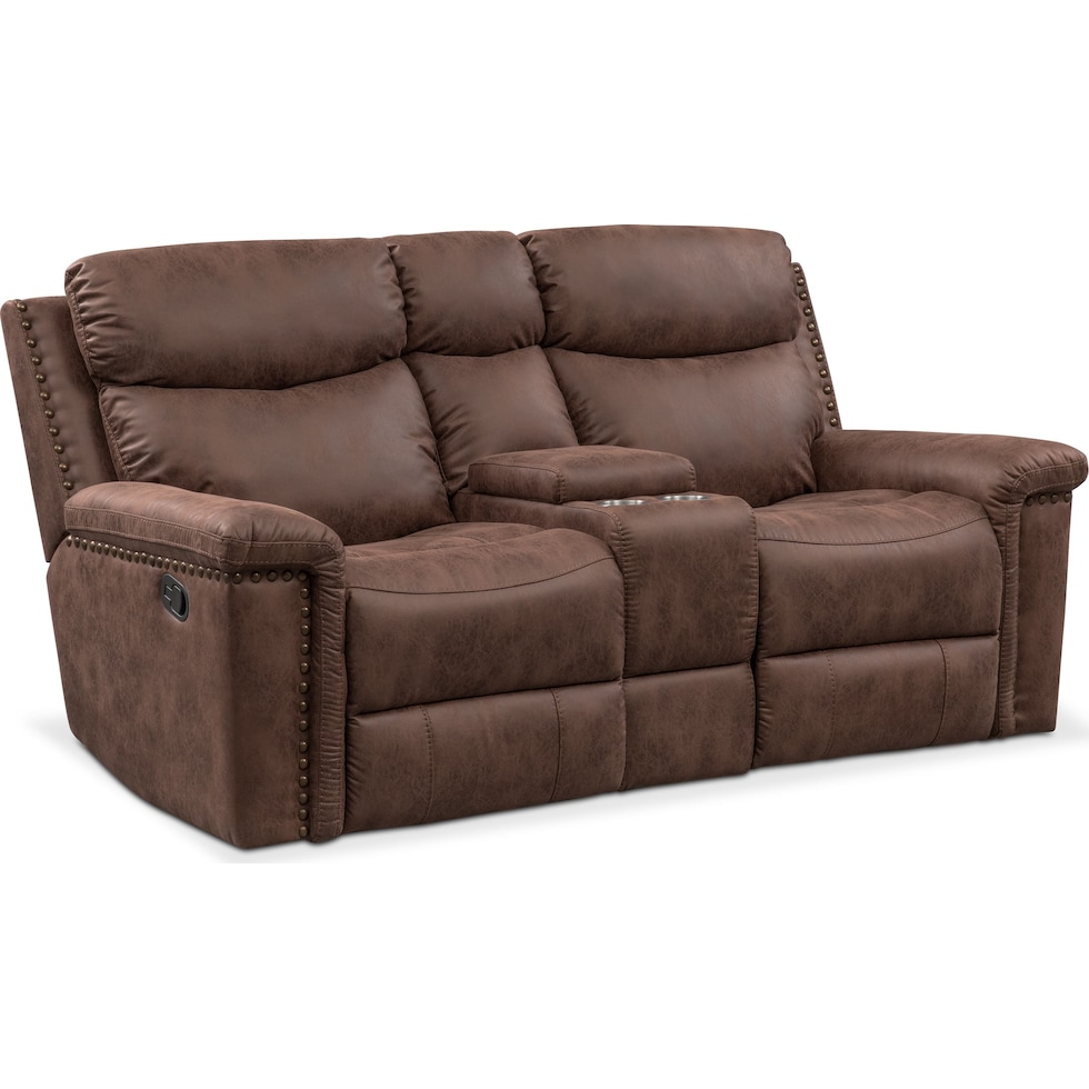 montana manual dark brown manual reclining loveseat   