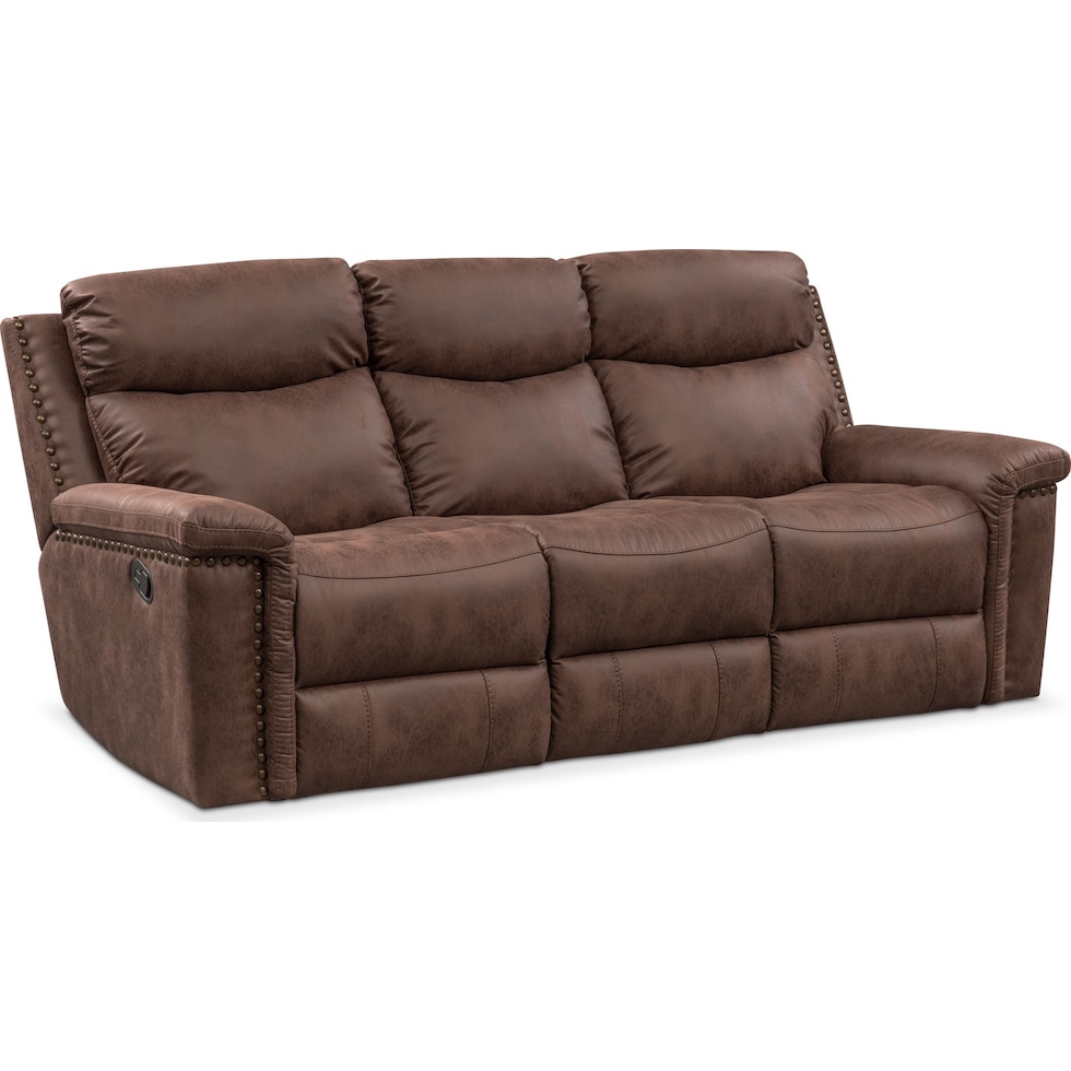 montana manual dark brown manual reclining sofa   