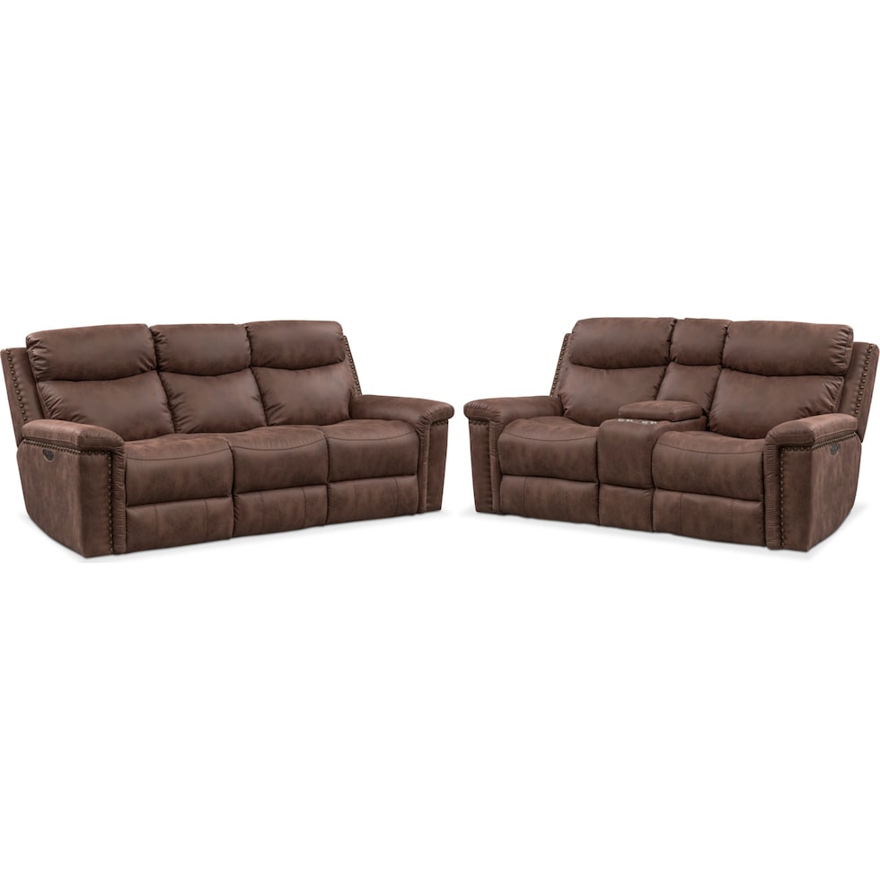 montana power dark brown  pc power reclining living room   