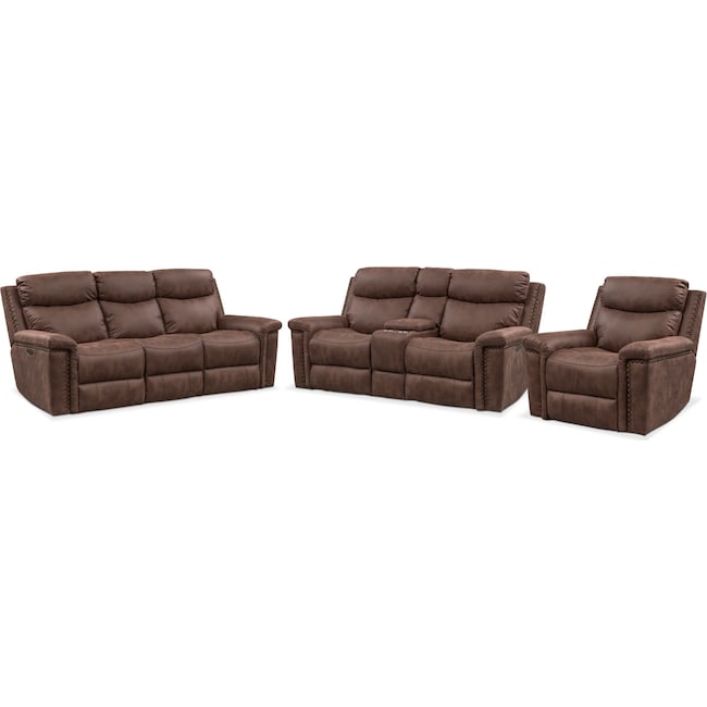 Living Room Furniture - Montana Dual-Power Reclining Sofa, Loveseat and Recliner