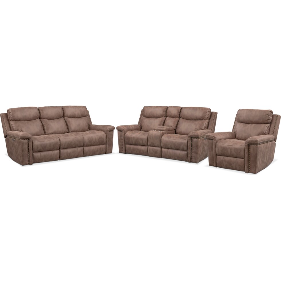 montana power light brown  pc power reclining living room   