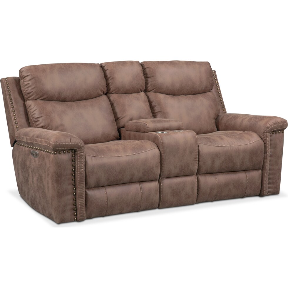 montana power light brown power reclining loveseat   