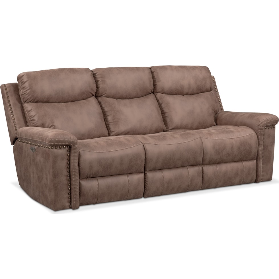 montana power light brown power reclining sofa   