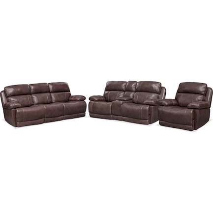 Monte Carlo Dual-Power Reclining Sofa, Loveseat and Recliner - Chocolate