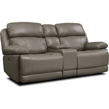 Undefined Value City Furniture, Leather Dual Reclining Sofa