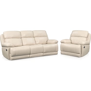 Monte Carlo Manual Reclining Sofa and Recliner Set - Cream