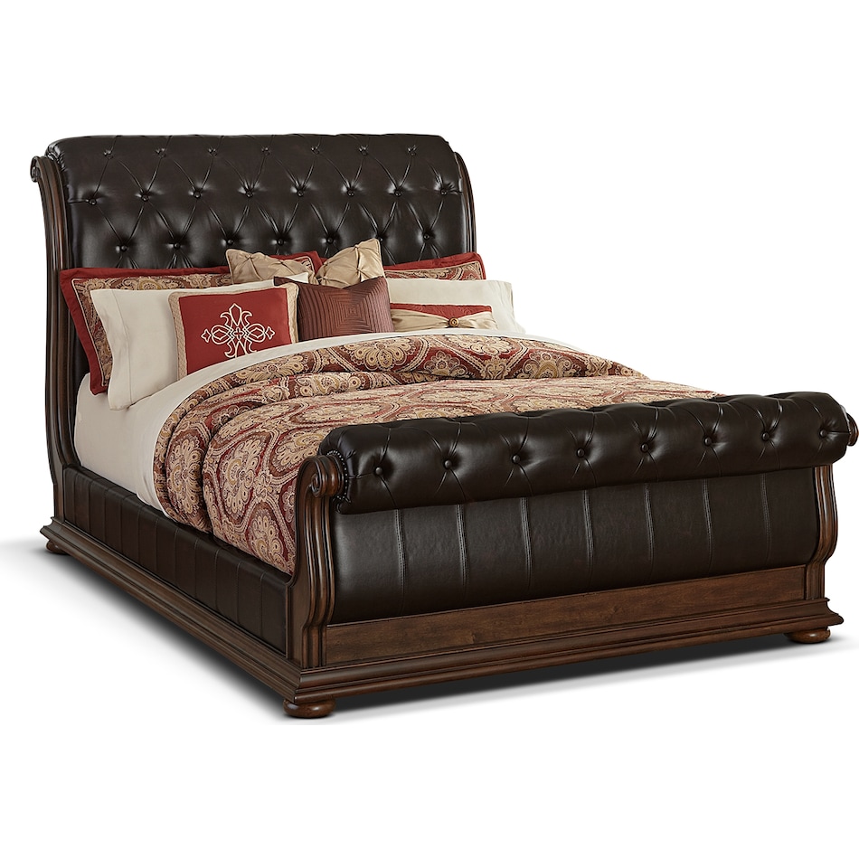 monticello pecan ii dark brown king bed   