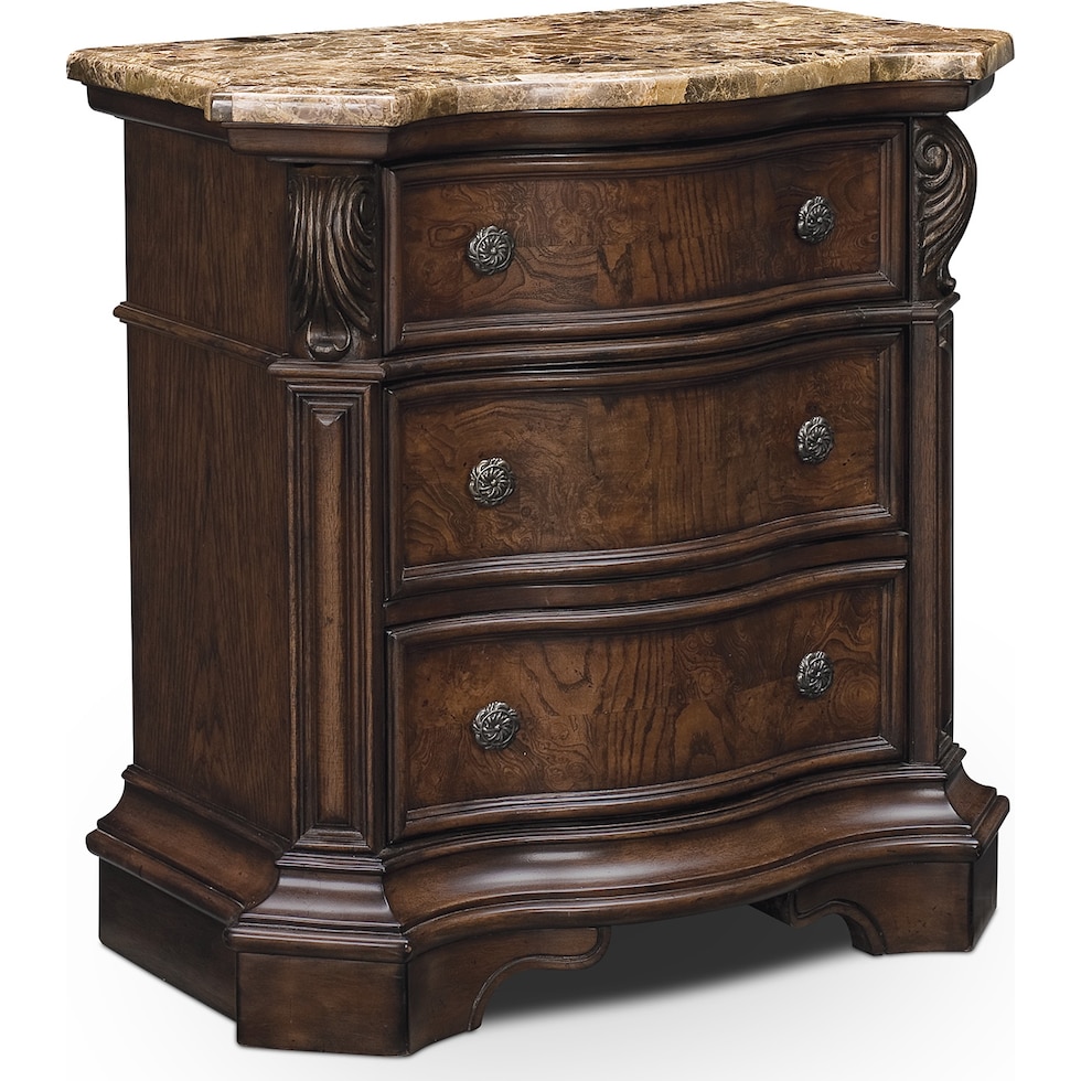 monticello pecan dark brown nightstand   