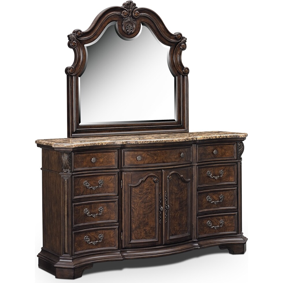 monticello pecan pecan dresser & mirror   