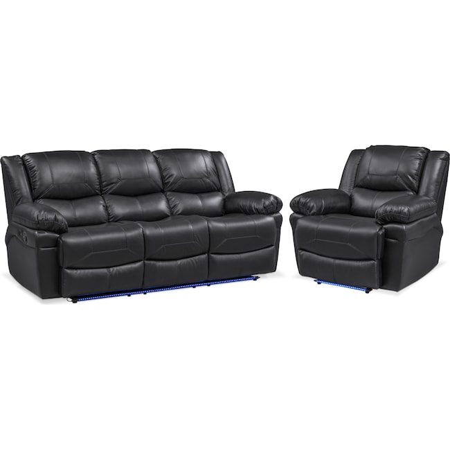 Living Room Furniture - Monza Manual Reclining Sofa and Recliner Set
