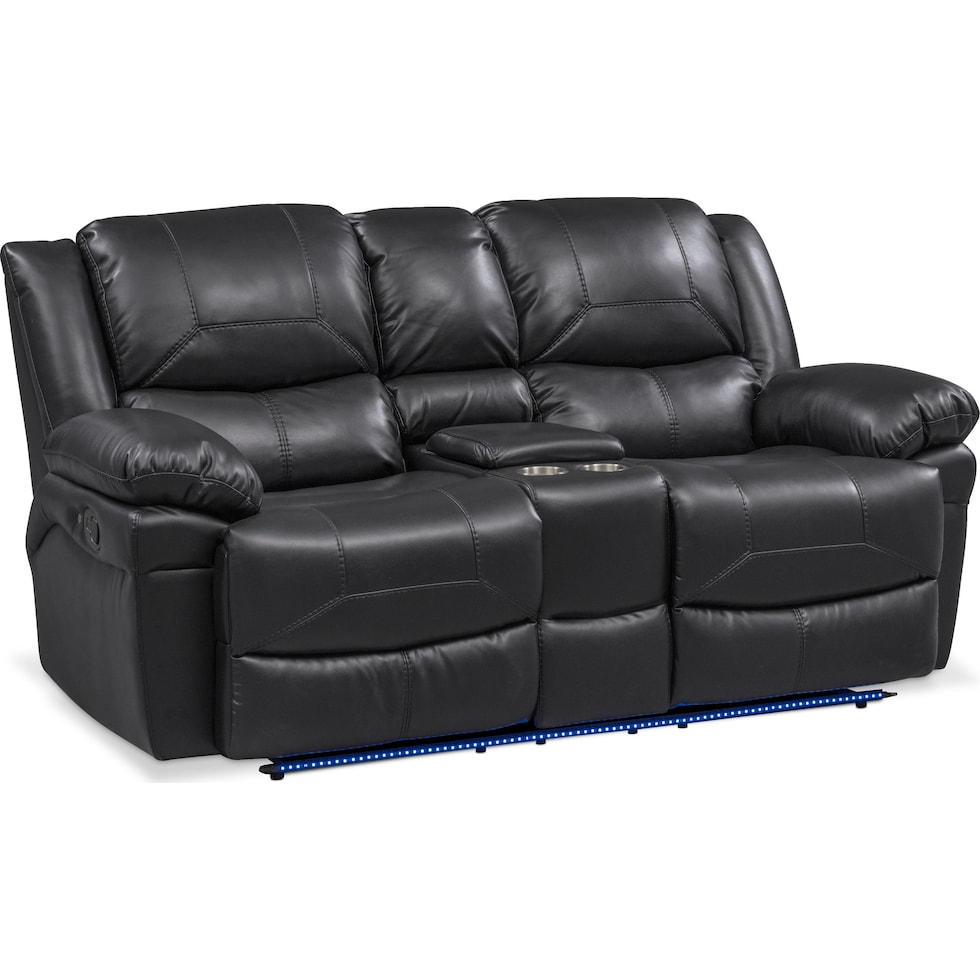 monza manual black manual reclining loveseat   