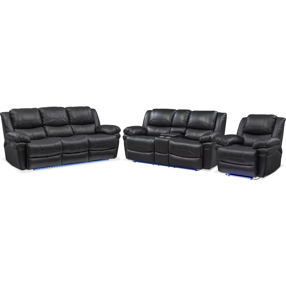 monza power black  pc power reclining living room   